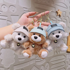 Cute Teddy Bear Plush Keychain with Cap – Soft Mini Teddy Bag Charm & Car Key Holder