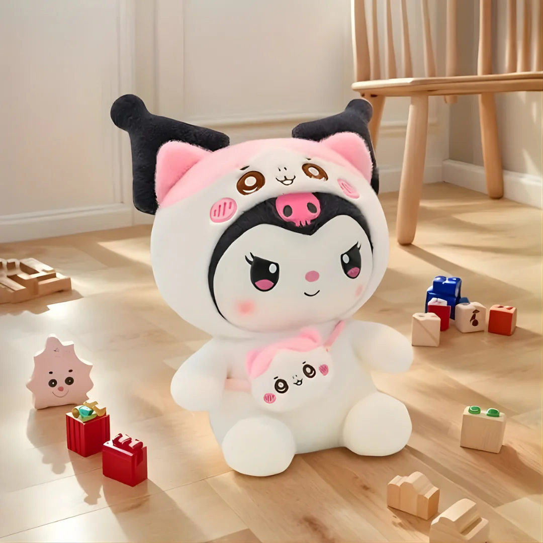 Kawaii Kuromi Style Plush Toy – Cute Soft Cartoon Doll for Kids, Bedroom Decor & Gift